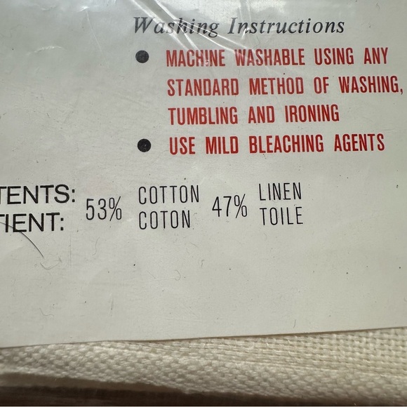 NOS Vintage Heritage Cotton Linen Rectangular Tablecloth Cream Brown - 51" x 68" - Picture 6 of 9